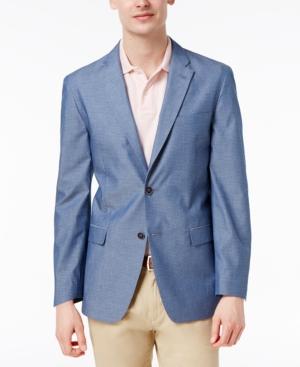 Tommy Hilfiger Men's Slim-fit Blue Pindot Soft Tailored Cotton Sport Coat