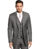 Alfani Red Mid-grey Stepweave Slim-fit Jacket