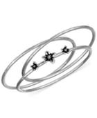The Sak Silver-tone Flower Bangle Bracelet Set