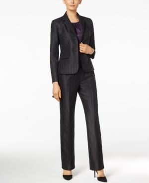 Le Suit Three-piece Two-button Striped Pantsuit