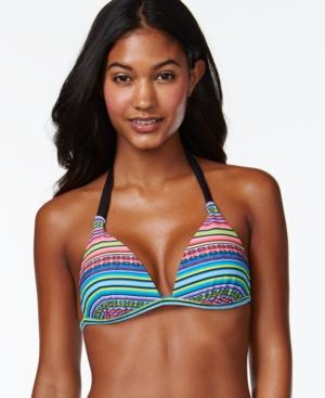 Hula Honey Multi-stripe Halter Bikini Top Women's Swimsuit
