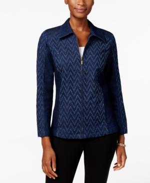 Alfred Dunner Sierra Madre Collection Embellished Chevron Denim Jacket