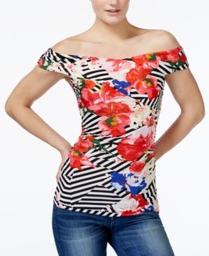 Guess Raven Off-the-shoulder Printed Top