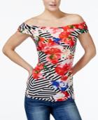 Guess Raven Off-the-shoulder Printed Top
