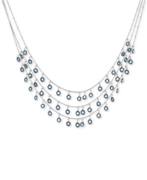 Anne Klein Silver-tone Blue Stone Multi-layer Necklace