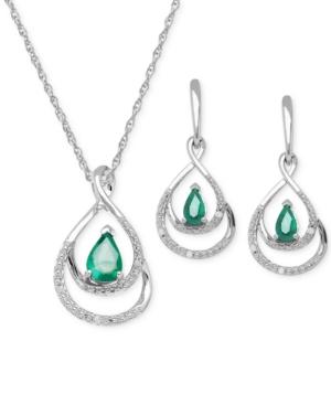 Emerald (7/8 Ct. T.w.) And Diamond Accent Jewelry Set In Sterling Silver