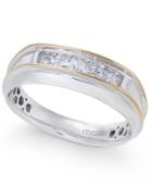 Men's Diamond Two-tone Five-stone Ring (1/4 Ct. T.w.) In 10k Gold & White Gold