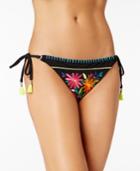 Nanette Lepore Isla Marietas Embroidered Side-tie Bikini Bottoms Women's Swimsuit