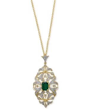 Effy Final Call Emerald (1 Ct. T.w.) And Diamond (3/8 Ct. T.w.) Pendant Necklace In 14k Gold