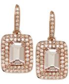 Morganite (1-1/3 Ct. T.w.) And Diamond (1/3 Ct. T.w.) Drop Earrings In 14k Rose Gold