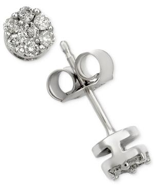 Diamond Cluster Stud Earrings (1/5 Ct. T.w.) In Sterling Silver