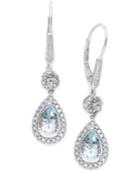 Aquamarine (1-3/8 Ct. T.w.) And Diamond (1/3 Ct. T.w.) Drop Earrings In 14k White Gold