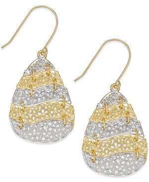 Two-tone Laser-cut Dangle Earrings In 10k Gold