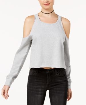 Love, Fire Juniors' Cropped Cold-shoulder Sweatshirt