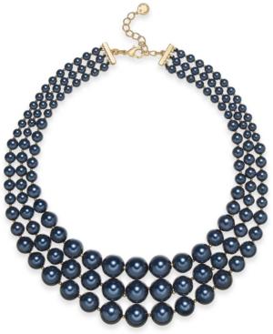 Charter Club Gold-tone Graduated Imitation Pearl Triple-row Statement Necklace, 18 + 2 Extender, Created For Macy's