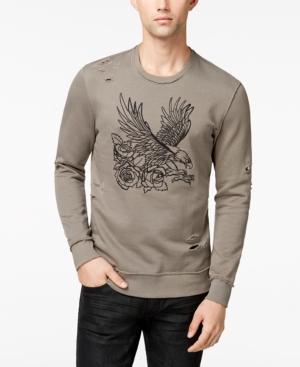 Inc International Concepts Men's Embroidered-eagle Destroyed Sweatshirt, Created For Macy's