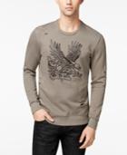 Inc International Concepts Men's Embroidered-eagle Destroyed Sweatshirt, Created For Macy's