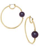 C.a.k.e. By Ali Khan Gold-tone Purple Beads Hoop Earrings