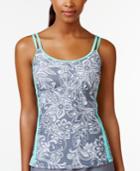 Go By Gossip Double-strap Floral-print Tankini Top Women's Swimsuit