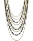 Thalia Sodi Gold-tone And Black Imitation Pearl Multi-row Necklace, Only At Macy's
