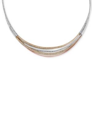 Trio By Effy Diamond Pave Collar Necklace (1-1/3 Ct. T.w.) In 14k White, Yellow And Rose Gold
