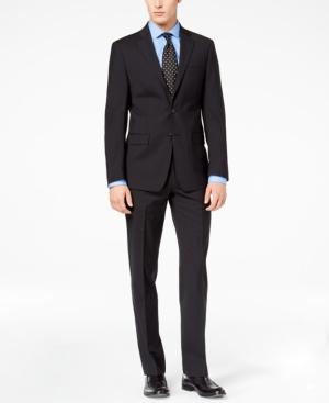 Calvin Klein Men's Slim-fit Black Mini-grid Suit