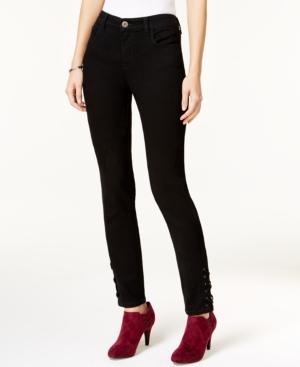 Style & Co. Lace-up-hem Black Rinse Ankle Jeans, Only At Macy's