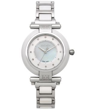 Escada Women's Swiss Lauren Diamond Accent White Ceramic And Stainless Steel Bracelet Watch 36mm Iww-e2135041