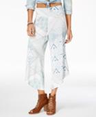 Rewash Juniors' Printed Asymmetrical Hem Cropped Beach Pants