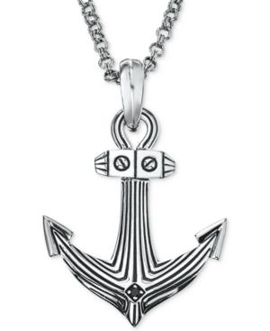 Esquire Men's Jewelry Diamond Accent Anchor Pendant Necklace In Sterling Silver, Only At Macy's