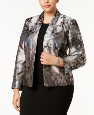 Kasper Plus Size Kiss-front Floral Jacket