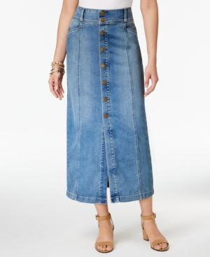 Style & Co Button-front Midi Denim Skirt, Created For Macy's
