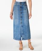 Style & Co Button-front Midi Denim Skirt, Created For Macy's