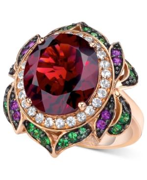 Le Vian Crazy Collection Garnet (7-5/8 Ct. T.w.) And Multi-stone Round Flower Ring In 14k Rose Gold