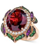Le Vian Crazy Collection Garnet (7-5/8 Ct. T.w.) And Multi-stone Round Flower Ring In 14k Rose Gold