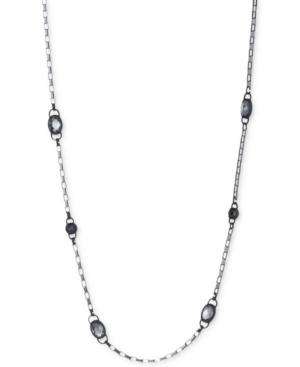 Dkny Hematite-tone & Black Rubber Colored Stone Strand Necklace, Created For Macy's