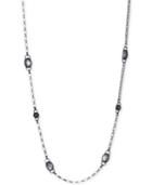 Dkny Hematite-tone & Black Rubber Colored Stone Strand Necklace, Created For Macy's