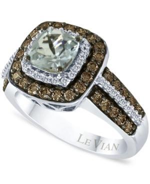 Le Vian Aquamarine (3/4 Ct. T.w.) And Chocolate Diamonds (3/4 Ct. T.w.) In 14k White Gold