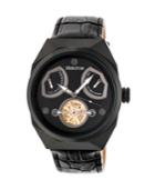 Heritor Automatic Oxford Black Leather Watches 42mm
