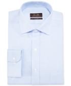 Tasso Elba Non-iron Blue Twill Houndstooth Dress Shirt