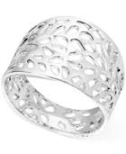 Touch Of Silver Silver-plated Patterned Cutout Ring