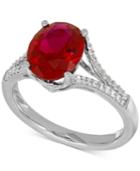 Lab-created Ruby (3-5/8 Ct. T.w.) And White Sapphire (1/5 Ct. T.w.) Ring In Sterling Silver