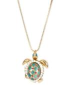 Betsey Johnson Gold-tone Glass Pearl Crystal Turtle Pendant