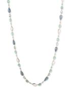 Anne Klein Gold-tone Blue Stone And Crystal Long Length Necklace