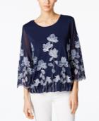 Alfani Embroidered Blouson Top, Created For Macy's