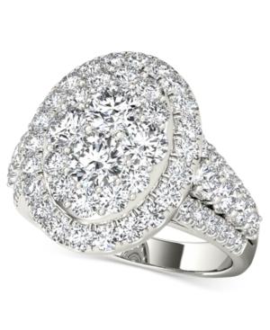 Diamond Oval Cluster Ring (2 Ct. T.w.) In 14k White Gold