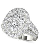 Diamond Oval Cluster Ring (2 Ct. T.w.) In 14k White Gold