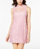 As U Wish Juniors' Mock-neck Lace Shift Dress