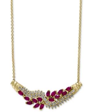 Effy Ruby (1-5/8 Ct. T.w.) And Diamond (5/8 Ct. T.w.) Necklace In 14k Gold