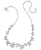 Kate Spade New York Silver-tone Crystal & Imitation Pearl Flower Collar Necklace, 17 + 3 Extender